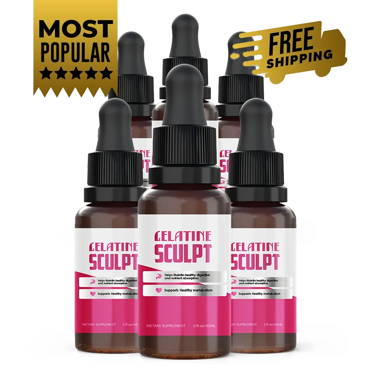 Gelatine Sculpt six bottle 180 day supply best value package